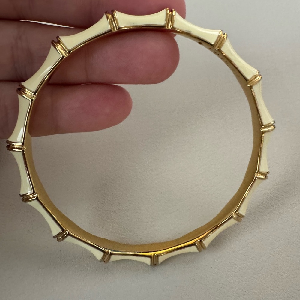 Stella & Dot ivory and Gold enamel Bangle Bracelet